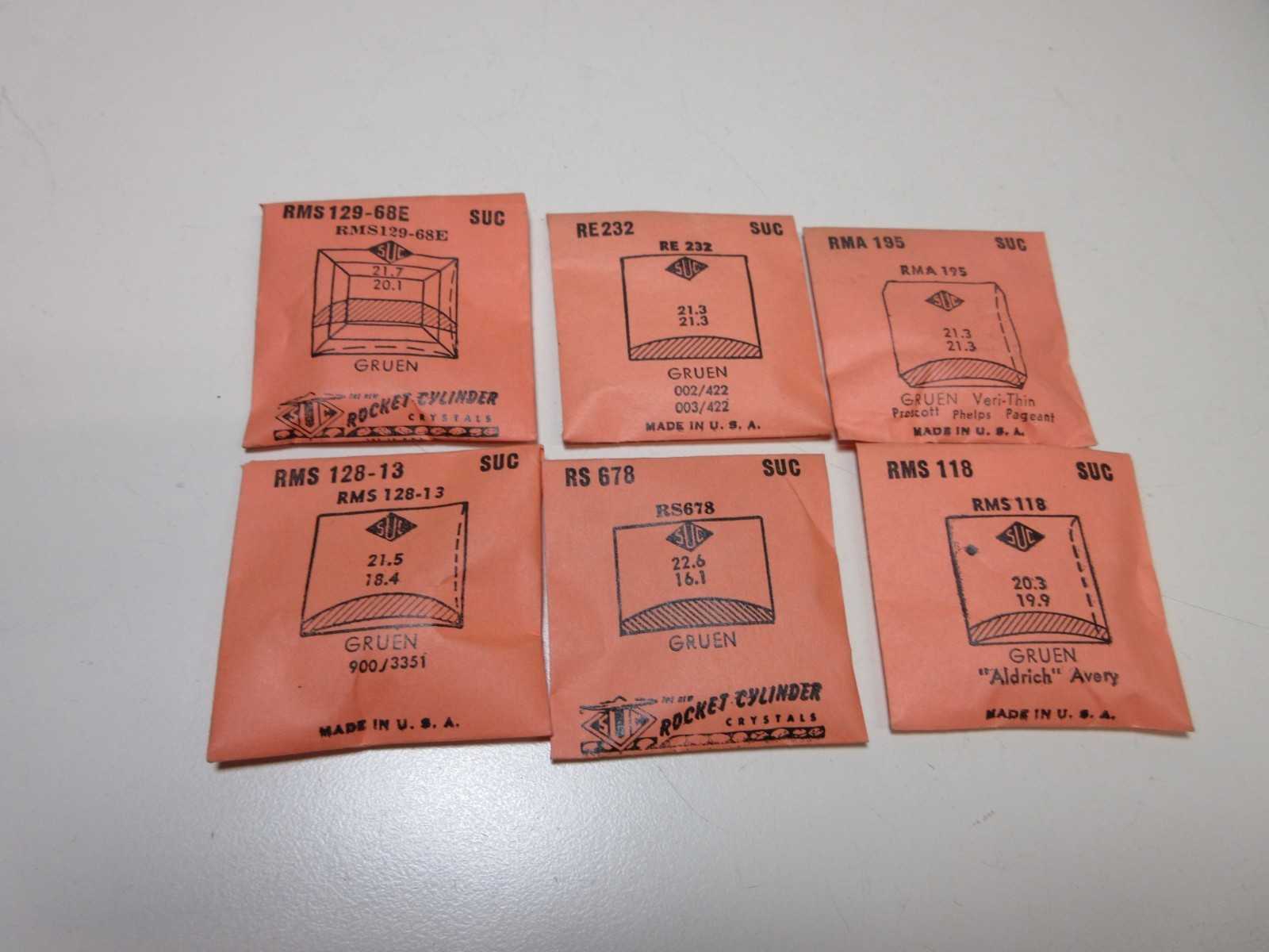 LOT OF SUC FOR GRUEN MENS WATCH CRYSTALS WATCHMAKER REPLACEMENT PARTS #26