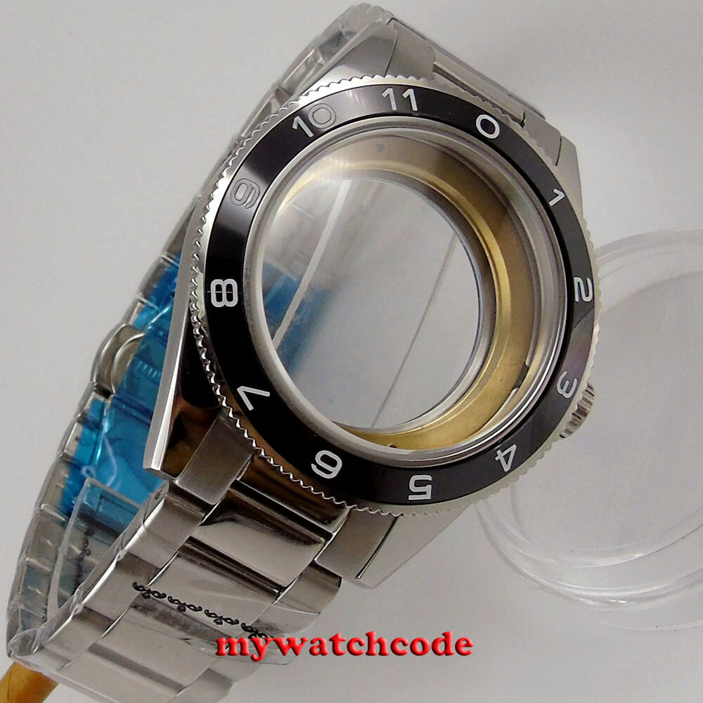 41mm black ceramic Bezel Watches Case Fit ETA 2836 2824 Miyota 8215 movement