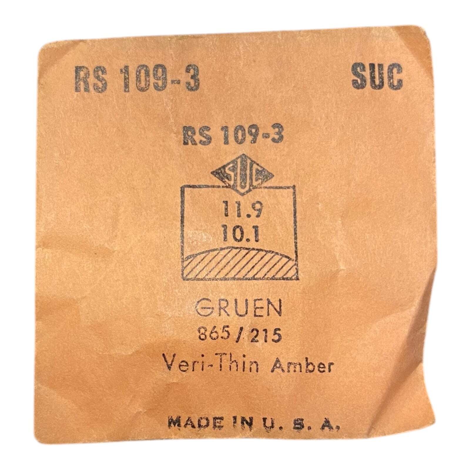 SUC RS109-3 RS 109-3 Watch Crystal 11.9×10.1 mm NOS Part Rocket Cylinder Gruen