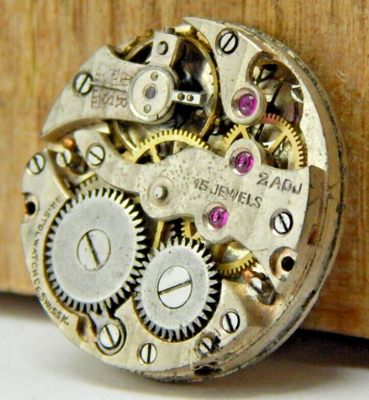 Vintage Bristol watch co 15 jewel 2 adjustment openface pocket watch movement