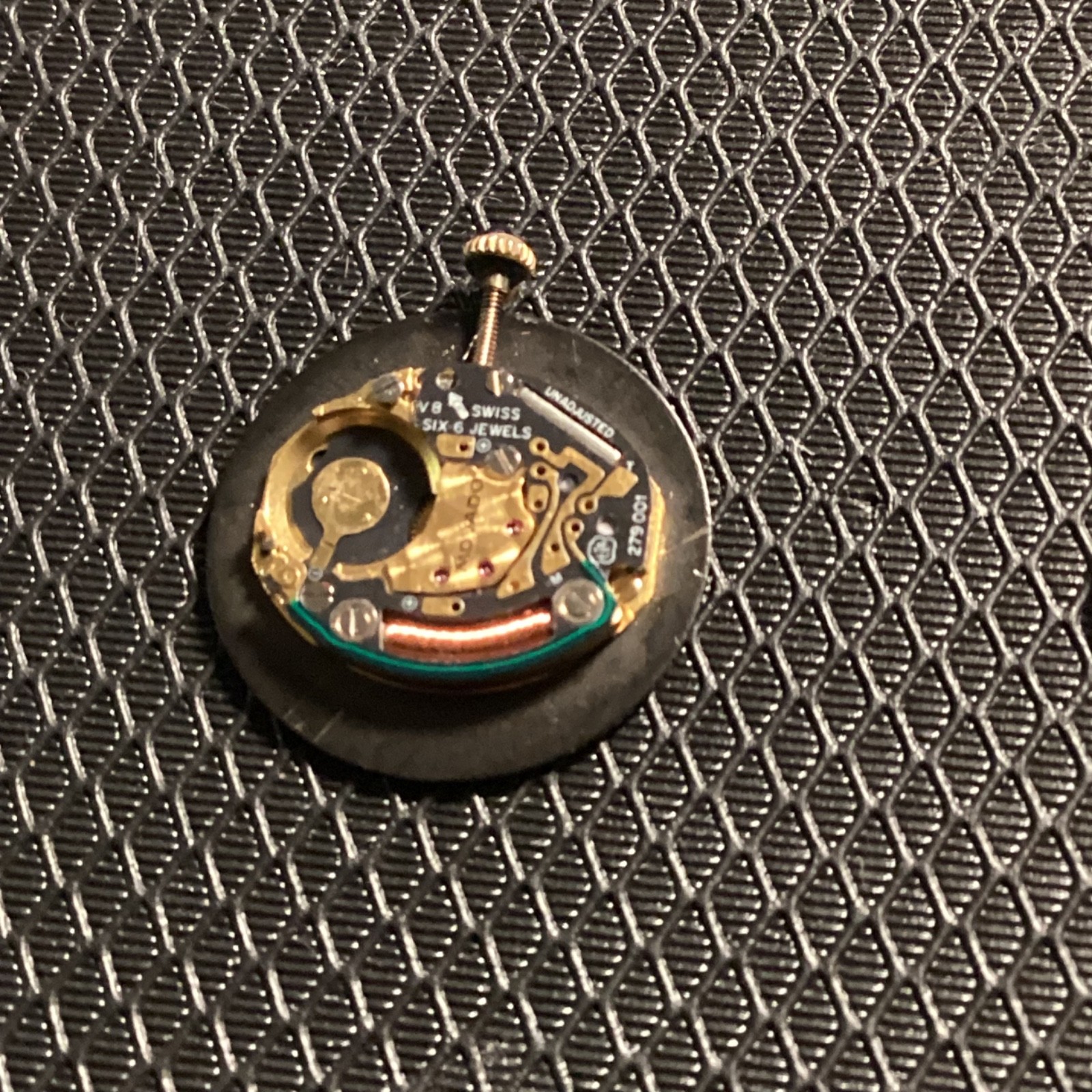Movado Museum quartz Movement & Black Dial 279-001 6 Jewels with stem Running