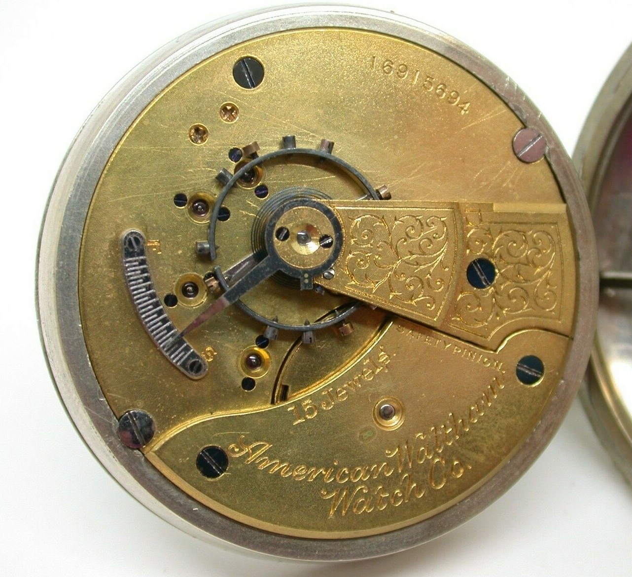 WATCHMAKERS – WATHAM 18 SIZE, MODEL 1908, 15 JEWEL MOVEMENT –VINTAGE–36MF29