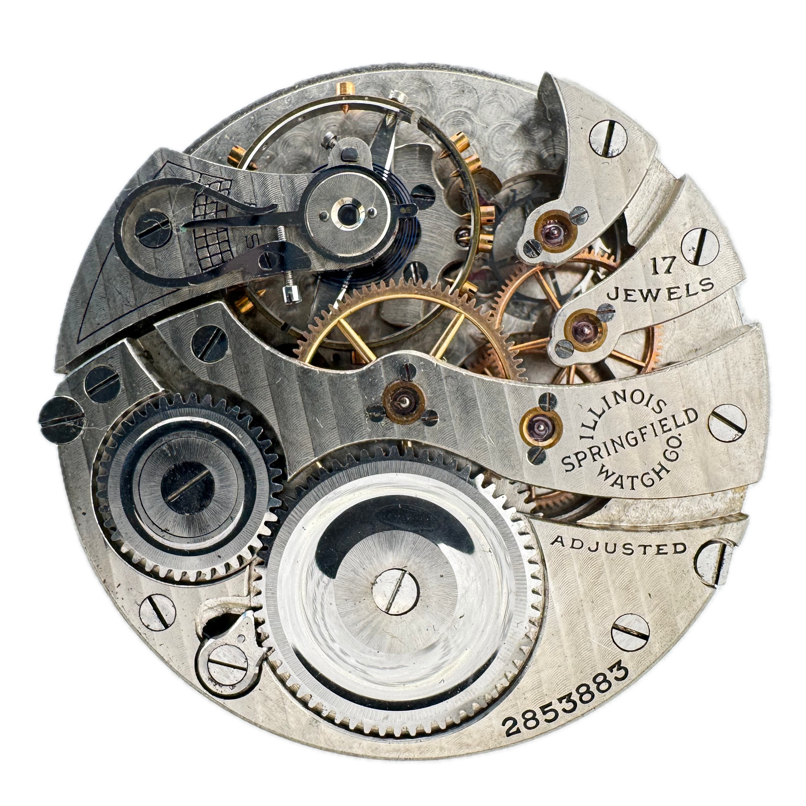 Antique 16s 1915 Illinois Double Sunk Mechanical Pocket Watch Movement 305 USA