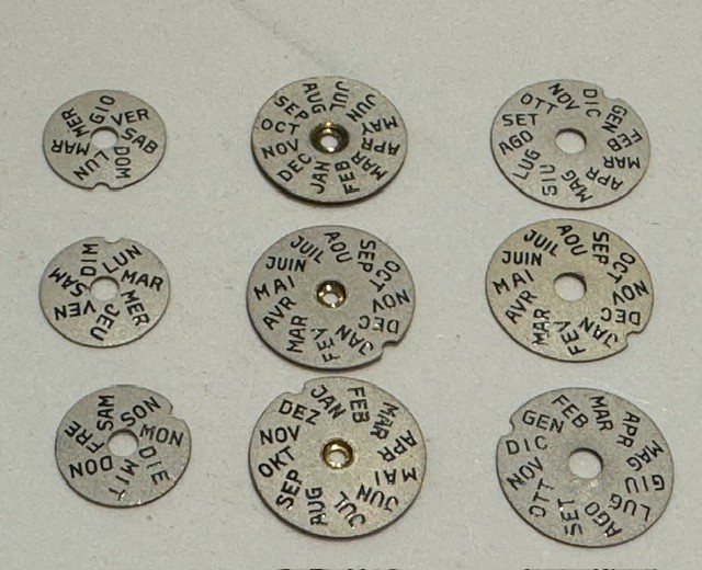 Venus 203 and other 15 various calendar discs +1 dial -calendar disk 1 dial