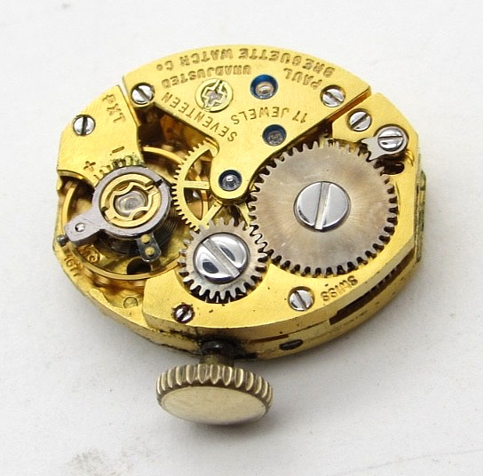 Paul Breguette Swiss 17j PXT Movement w/ Dial & Crown Balance Ticks Parts Resto