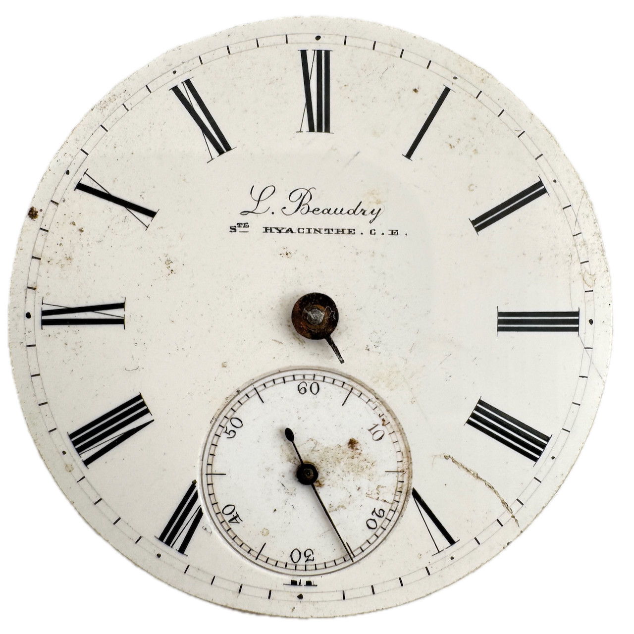 Antique 40.5mm L. Beaudry Key Wind Cylinder Escapement Pocket Watch Movement