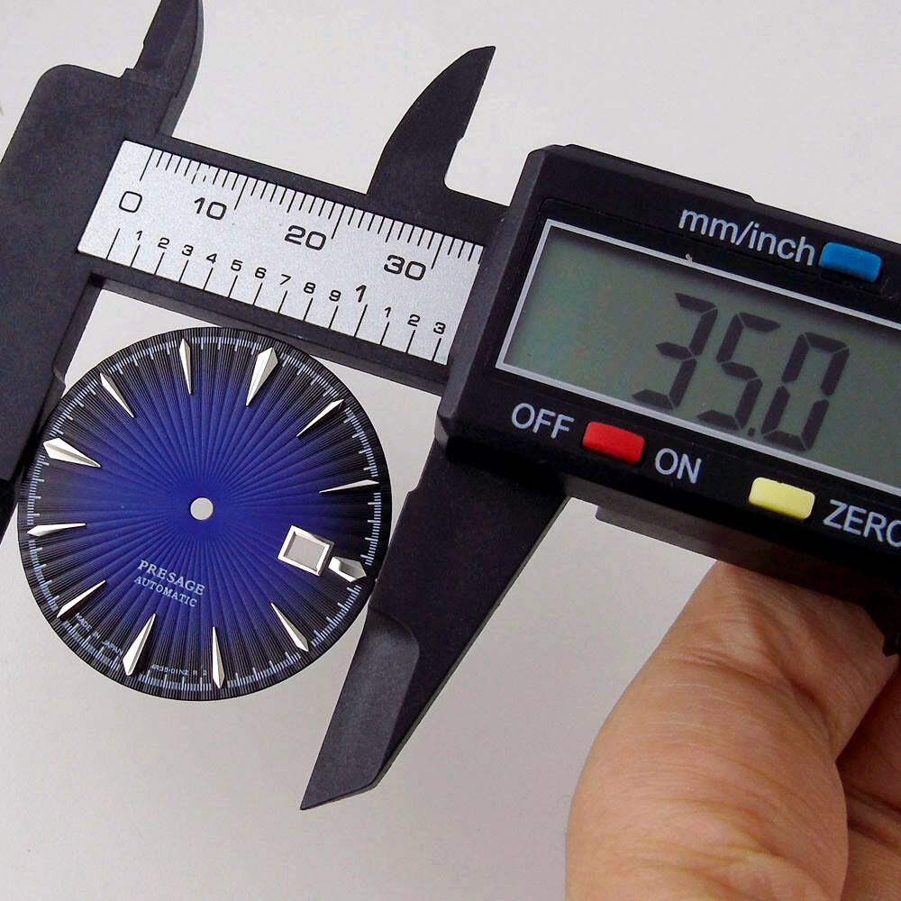 35mm Black Green White Sunburst Watch Dial For Japan NH35 NH36 Movement