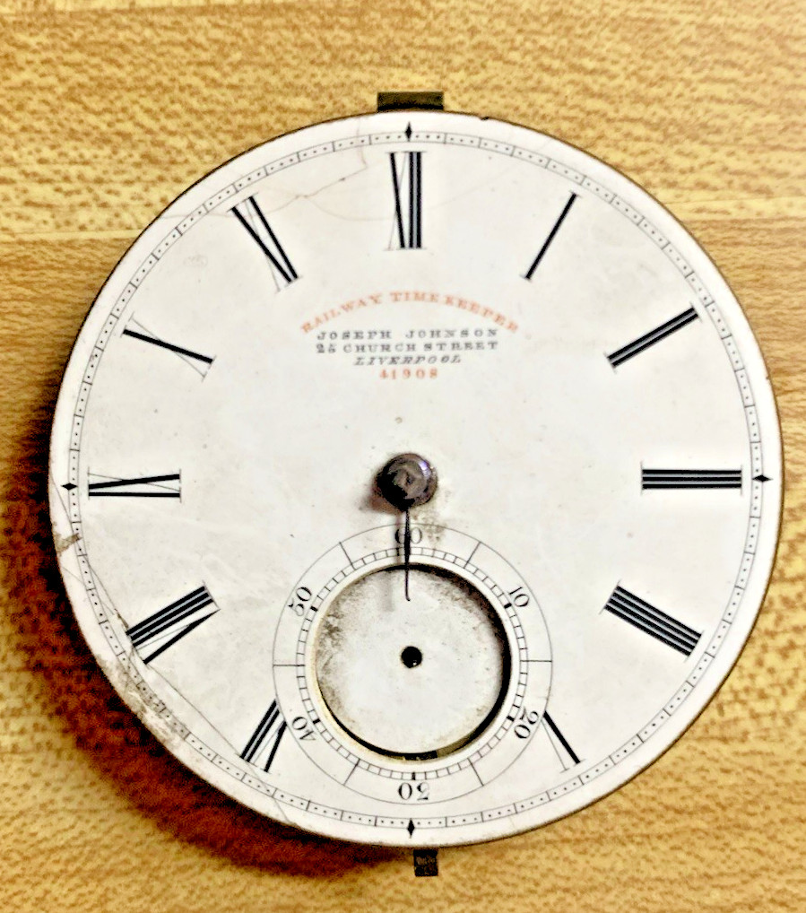 Joseph Johnson Liverpool Key Wind Pocket Watch Movement Railway Time keeper