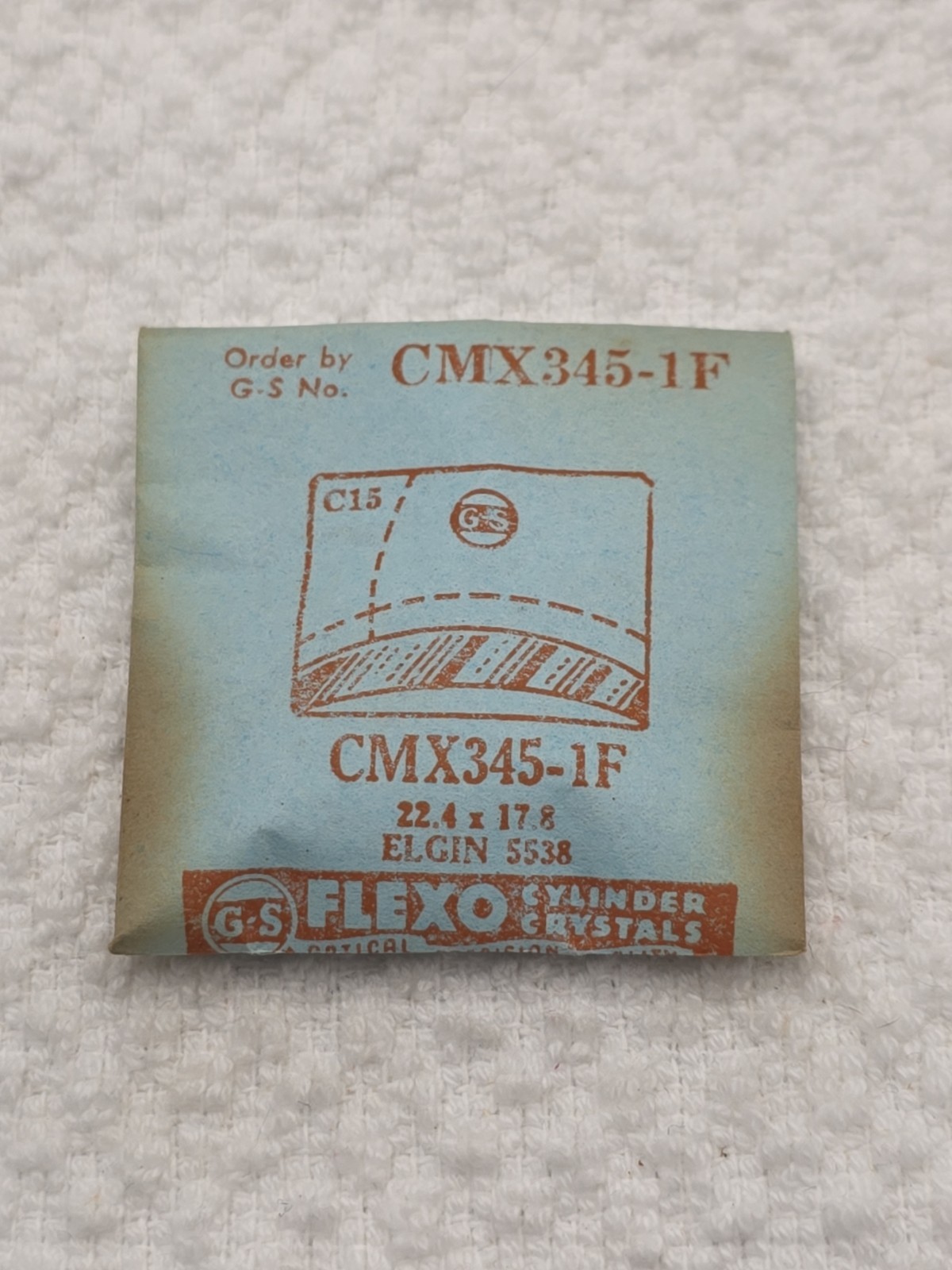 G-S Watch Crystal CMX345-1F Replacement For Elgin 5538 22.4X17.8