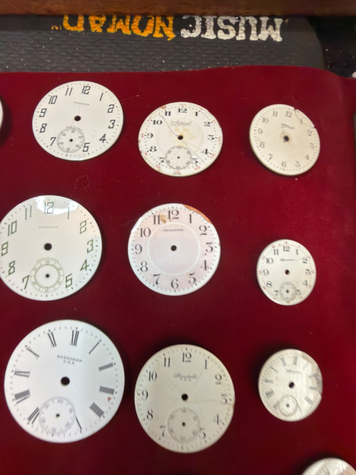 Lot of 124 Pocket watch dials, Misc sizes and brands: Many different brands
