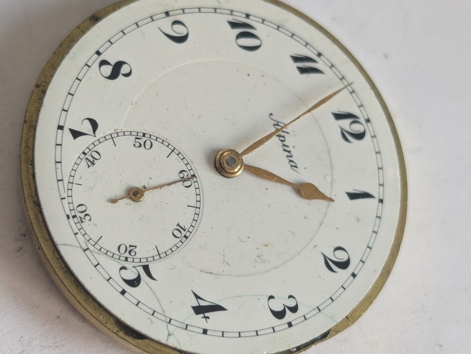 Vintage Alpina 1110 Pocket Watch Movement (Runs But Untested)