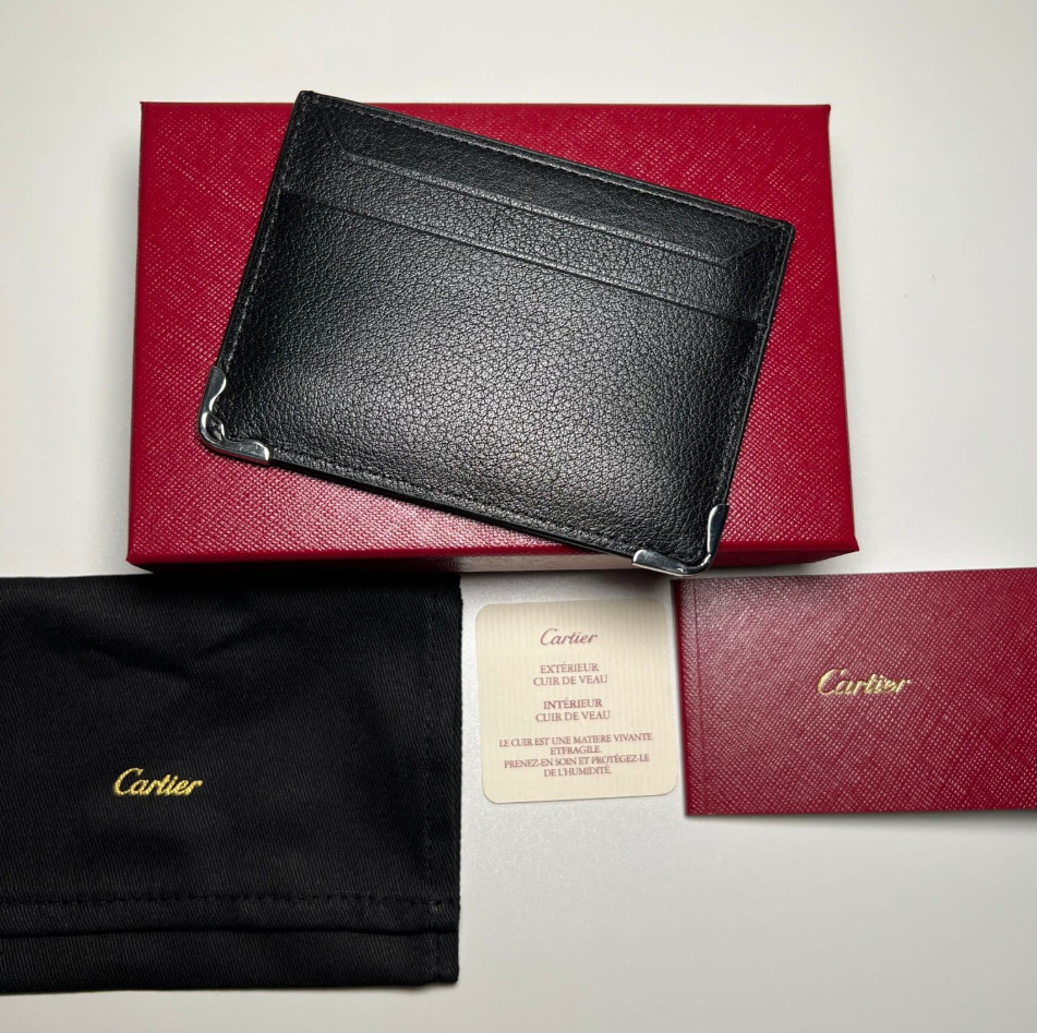 Cartier Must de Cartier Black Calfskin Card Holder Wallet NIB Authentic Luxury