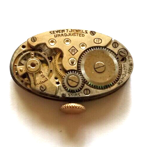 Elbon Watch Movement Good Balance Swiss 7 Jewels Art Deco