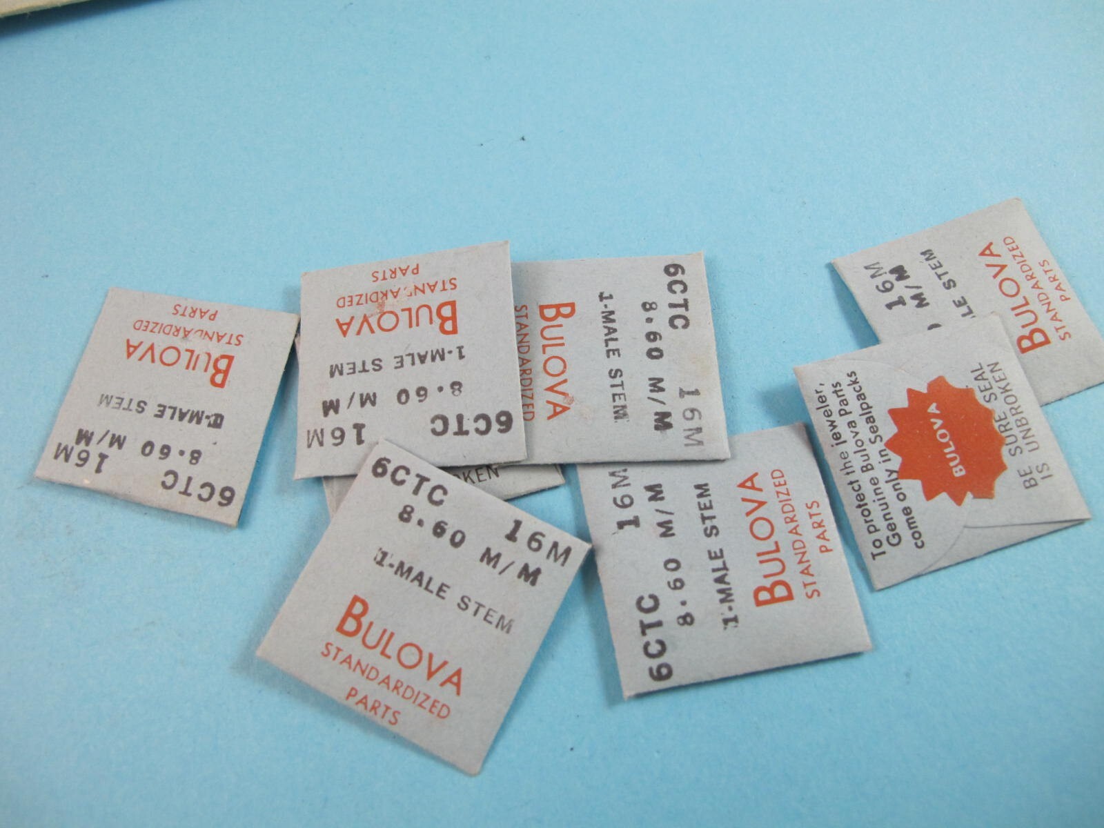 BULOVA CALIBER 6CTC 16M MALE WATCH STEMS NOS IN PACKAGES 8 PIECES