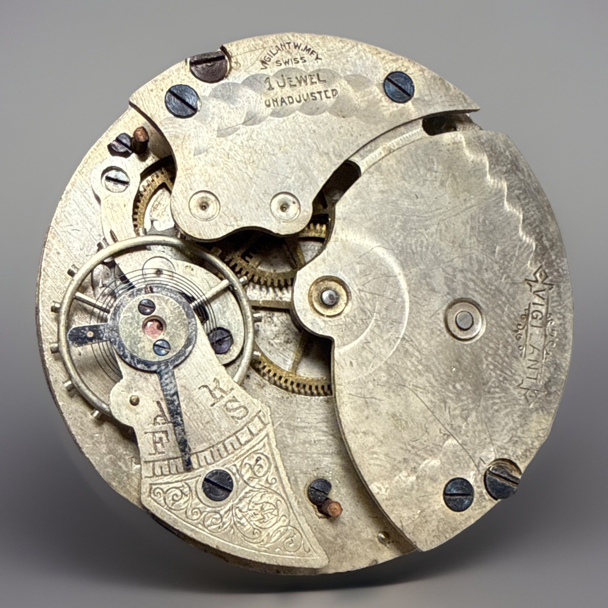 ✨⏱️ ANTIQUE SWISS POCKET WATCH MOVEMENT & DIAL – VIGILANT W.M.F. ⏱️✨