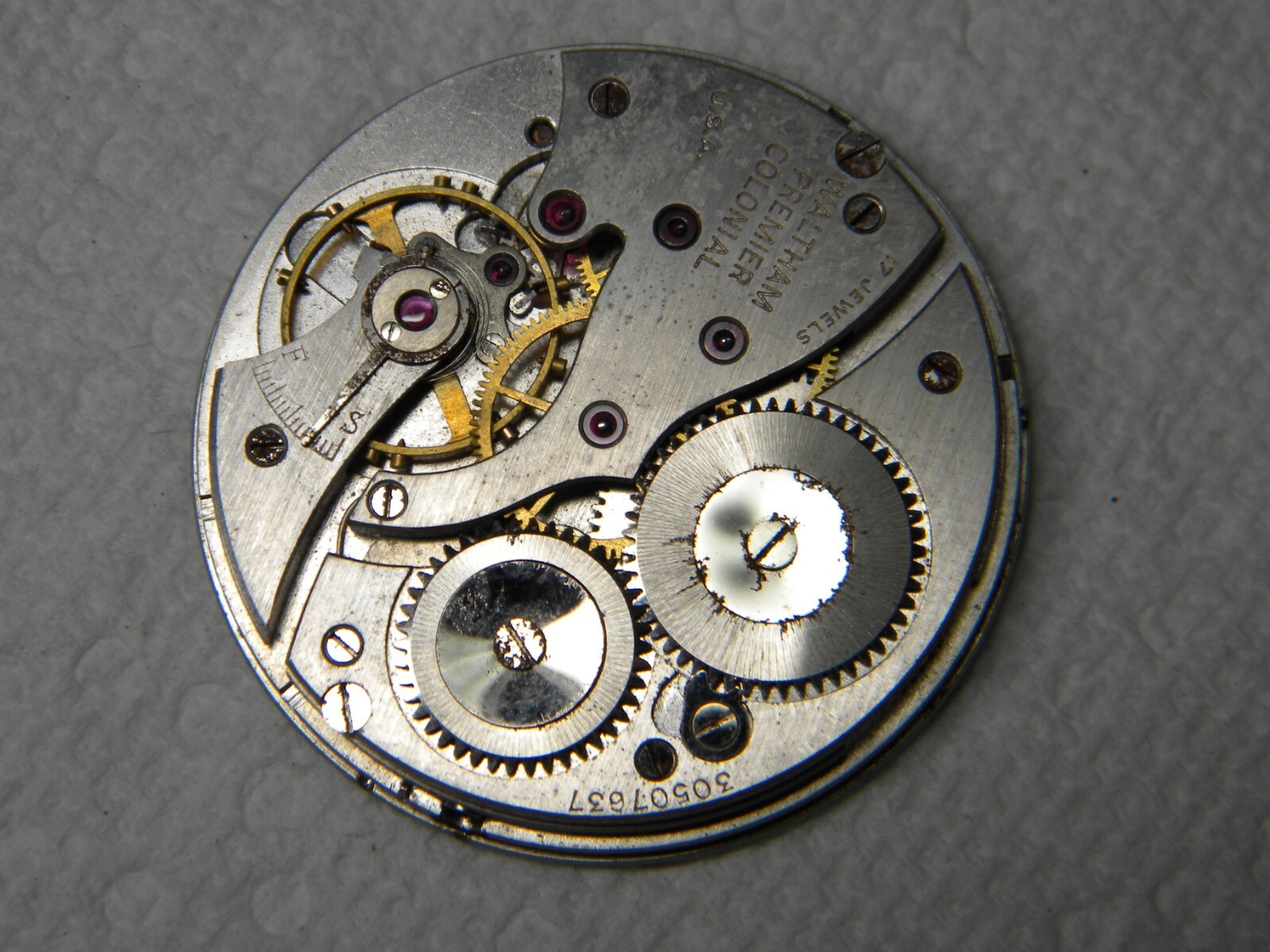 Pair Waltham Premier Colonial 17J 12S Pocket Watch Movements to Repair or Parts