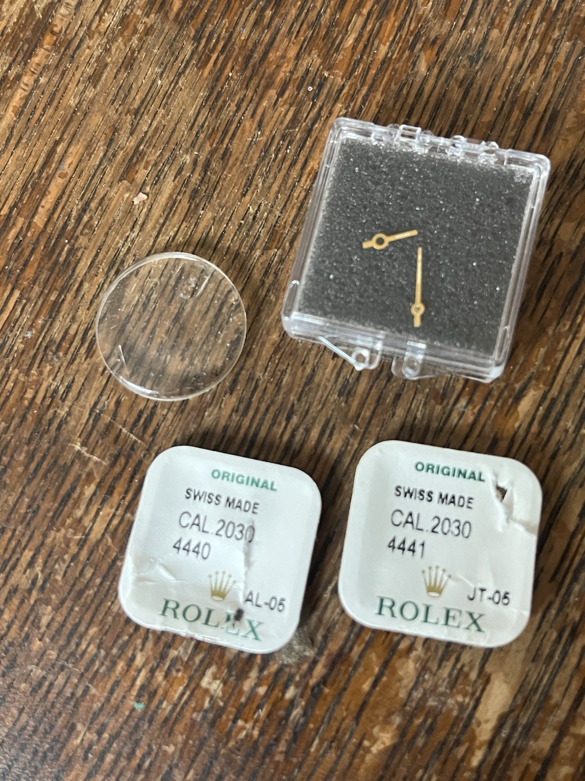 Authentic Rolex Cal 2030 Parts 4440,4441, Hands And Used Plastic Crystal