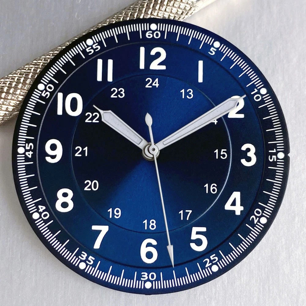 33.5mm Sun pattern Watch Dial+Hands Green Lume For NH35 NH36 ETA2824 Movement