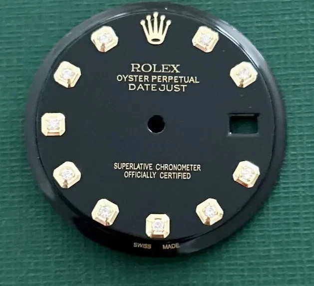 NEW Rolex DATEJUST 36mm BLACK GOLD Diamond Marker DIAL NQS 1600 1601 1603