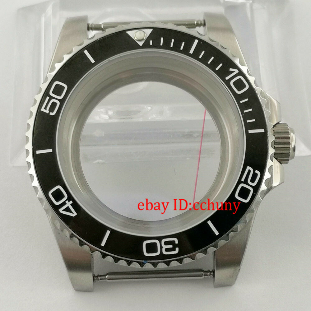 40mm sapphire Watch Case Black Ceramic Bezel Fit NH35 NH36 NH35A 36A Movement