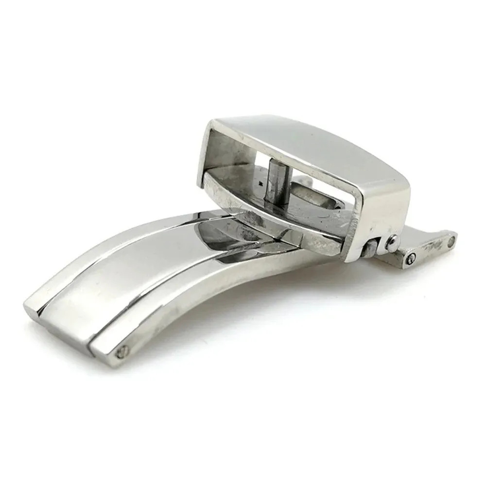 14-22mm Solid Stainless Steel Butterfly Deployment Clasp Silver Watch Buckle