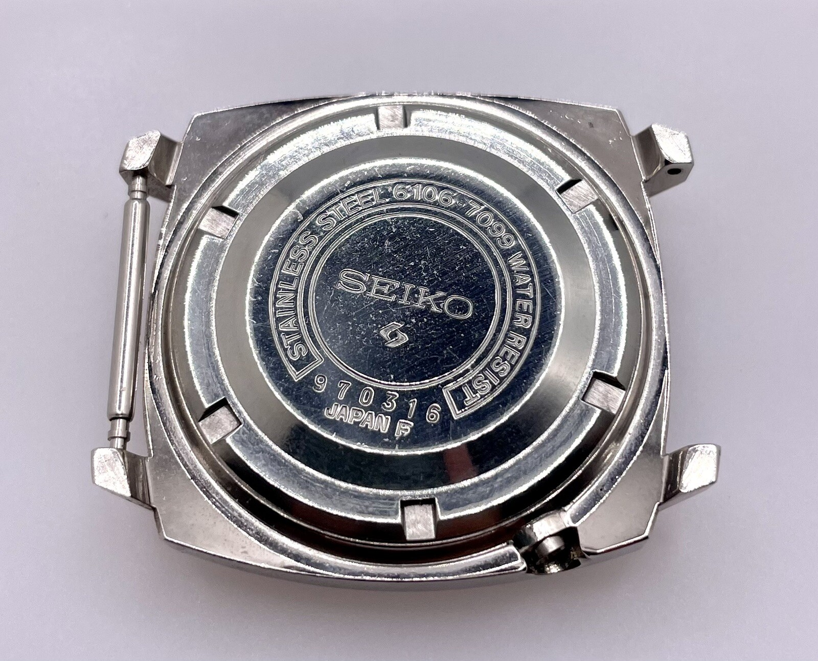 Preowned Genuine Seiko 6106-7099 Stainless Steel Complete Case Part