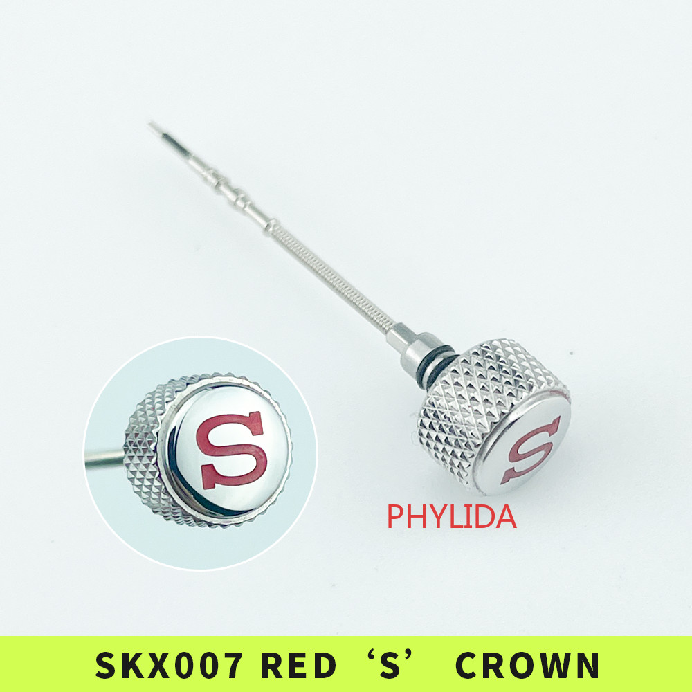 HQ Fit 7S26 NH35/36 Mov’t SKX007 Knurled Crown Red ‘S’ Mod Parts Polished Finish