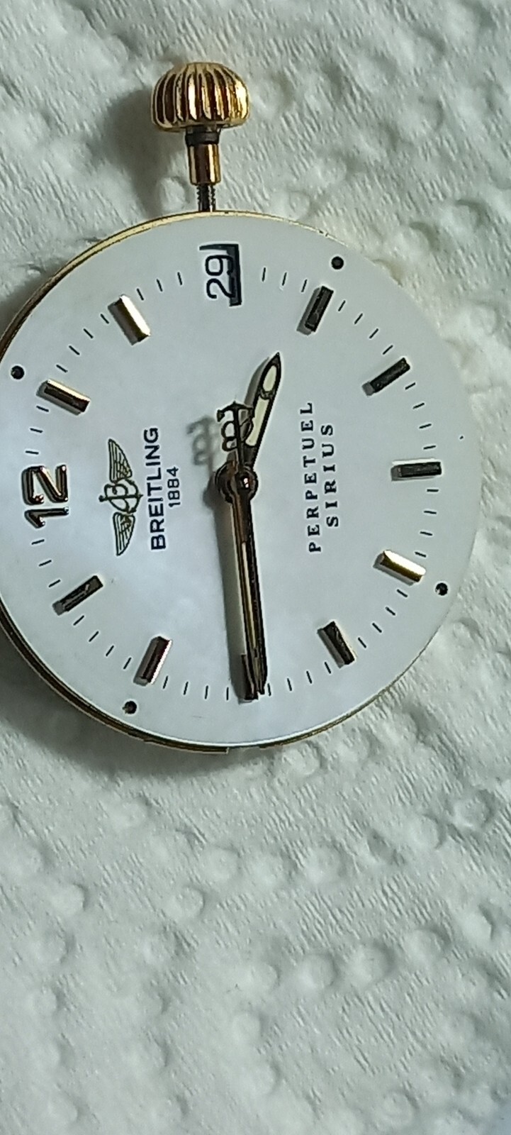 Breitling Eta 252.411 Perpetual Calendar chronometer quartz movement dial hands.