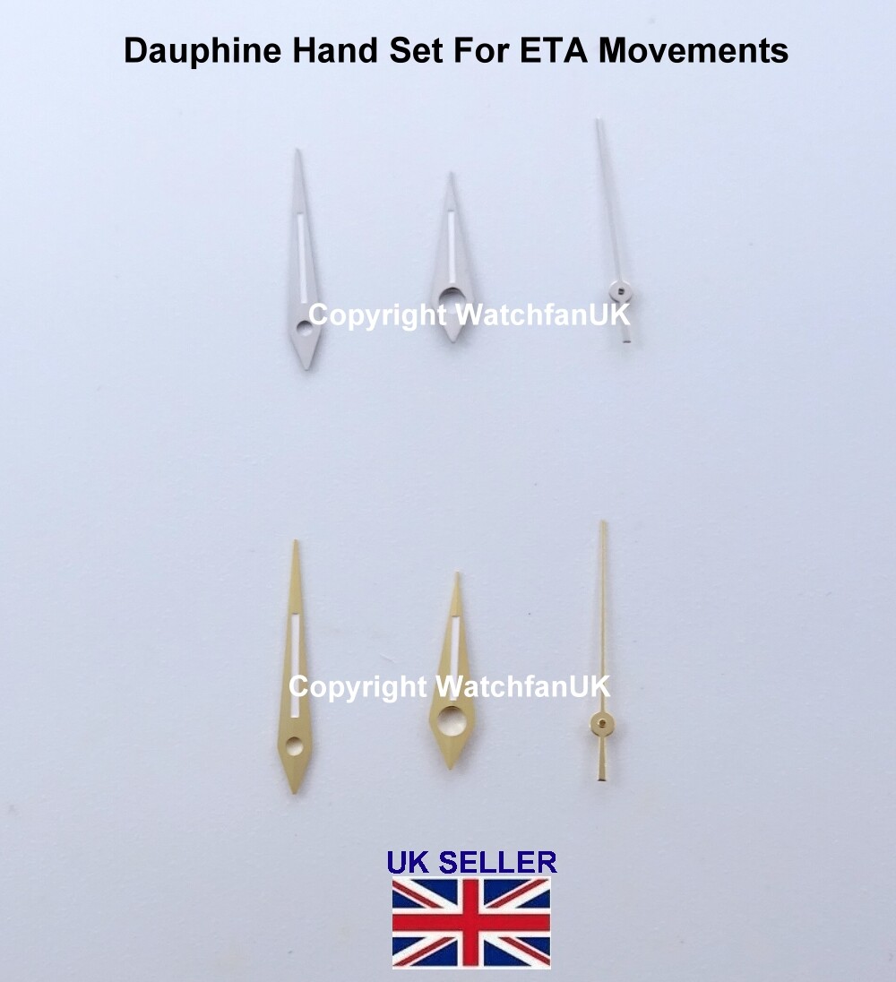 Dauphine Style Gold and Silver Tone Hands For ETA Movements (0.2/0.7/1.2)