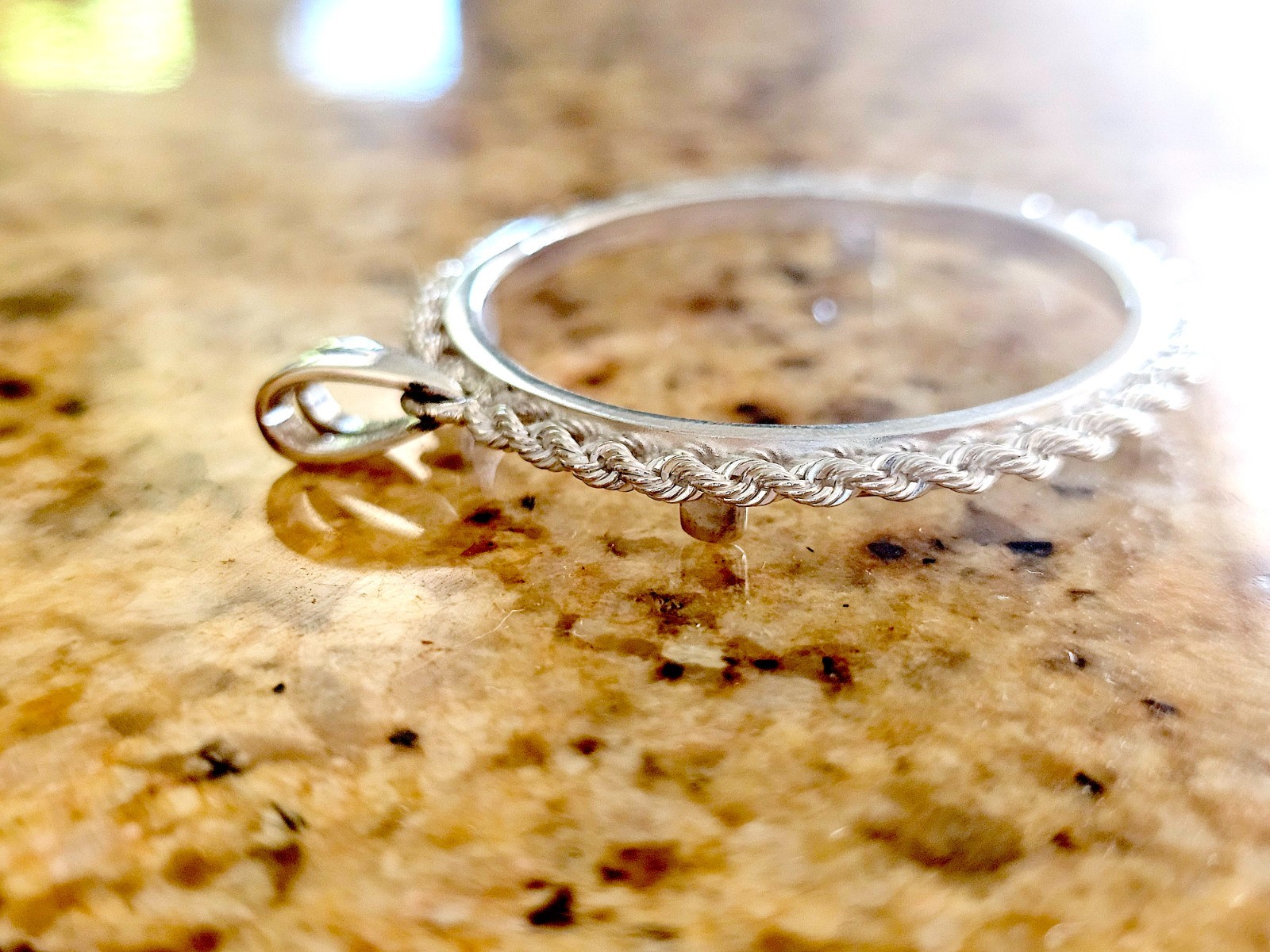 925 Sterling Silver Rope Edge Bezel for 34mm Mexican 1 Peso Coins