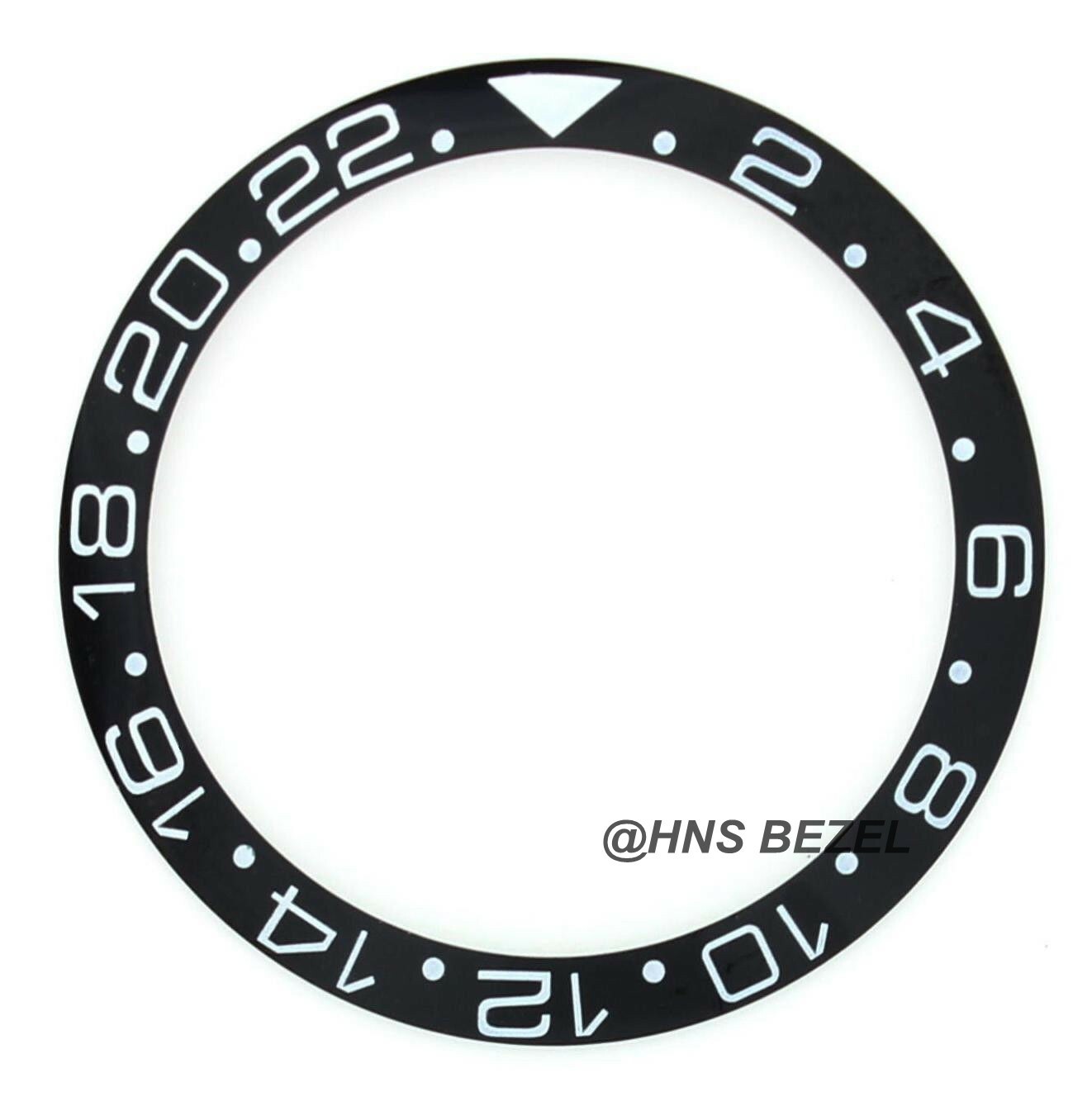 CERAMIC BEZEL FOR ROLEX 40MM GMT MASTER II BLACK WHITE NUMBERS ENGRAVED