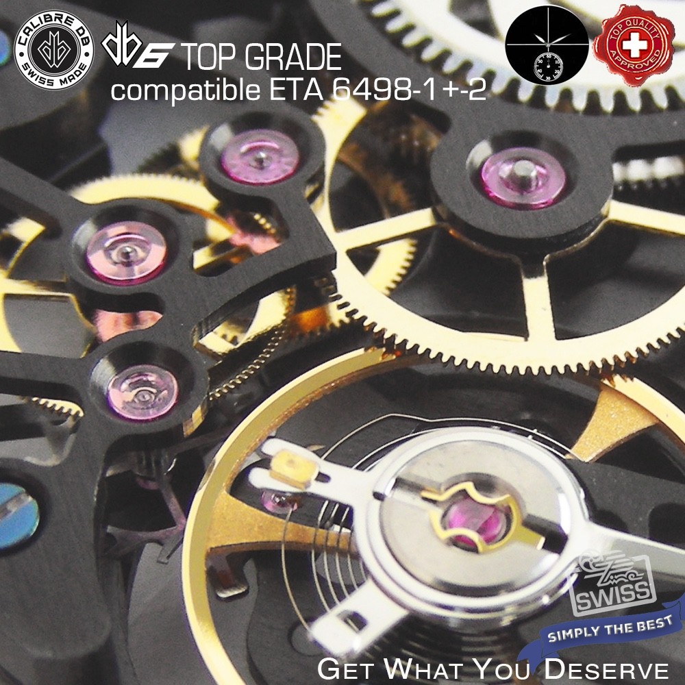 MOVEMENT CALIBRE DB6 BLACK SKELETON – compat. ETA 6498-2 TOP GRADE , SWISS MADE