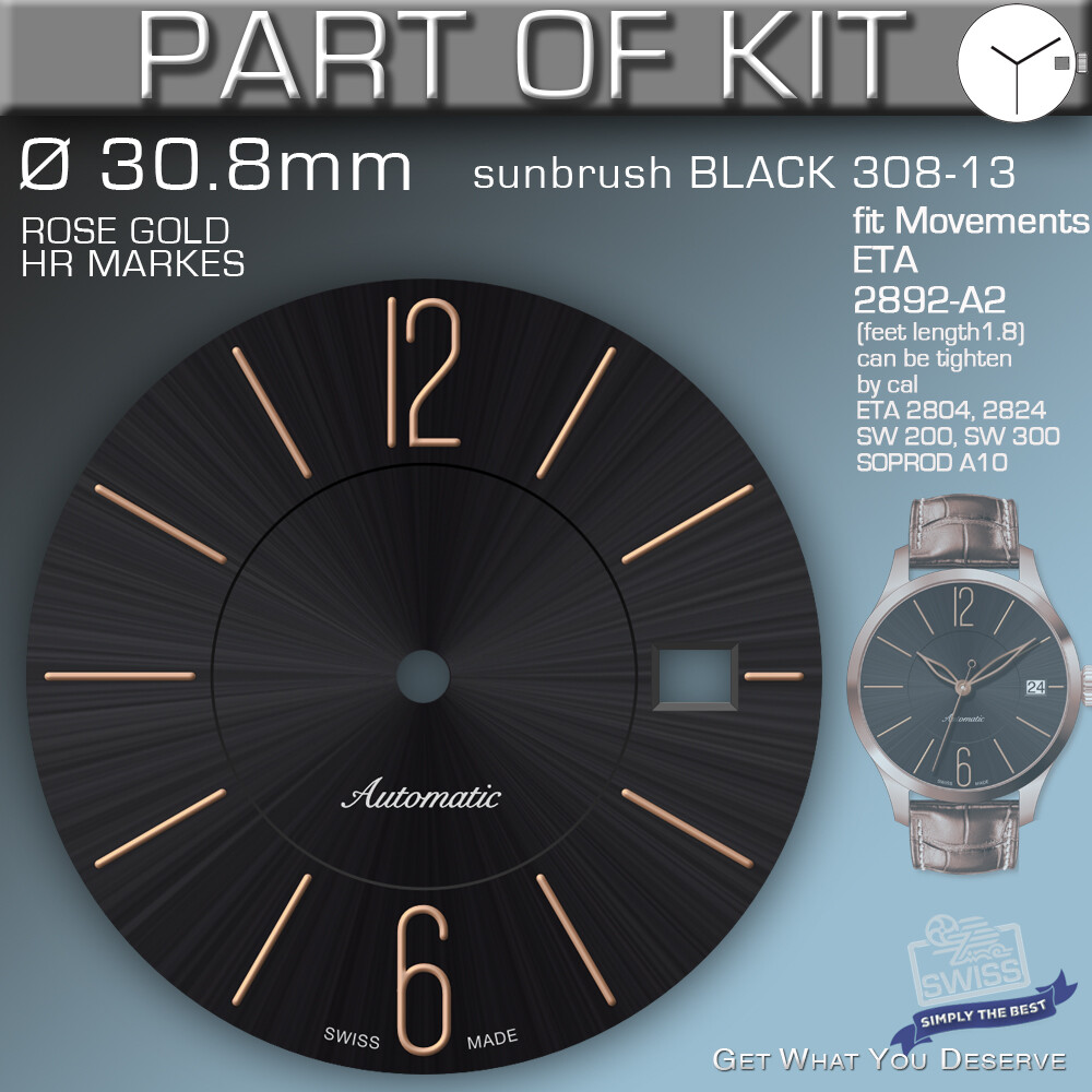 DO IT YOURSELF KIT 3: ELEGANCE CASE 34MM, DIAL, HANDS, fit ETA 2892-A2, SW300