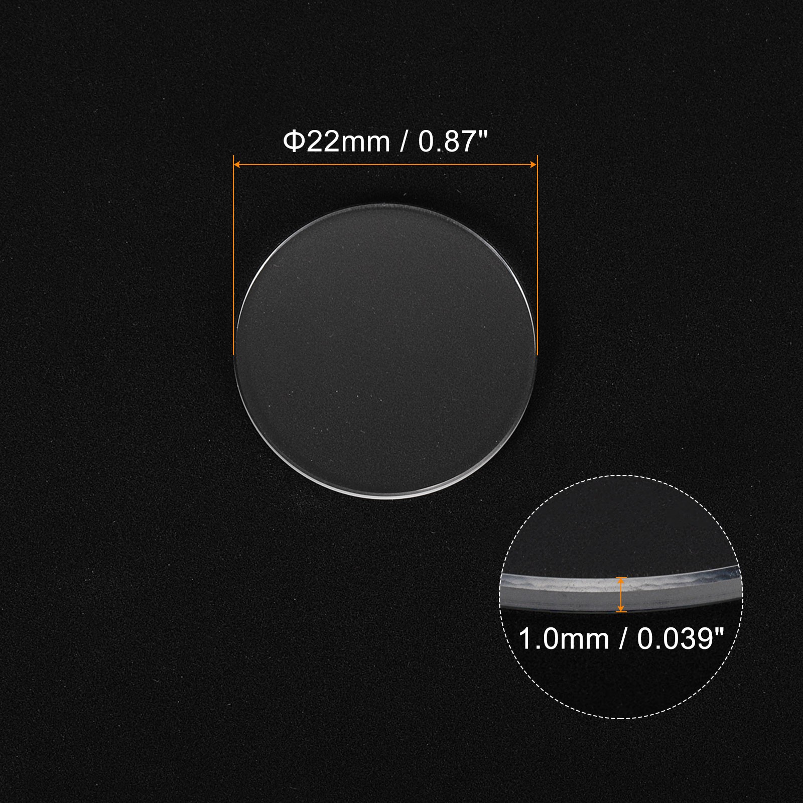 2Set Watch Crystal Glass Lens 22mm x 1.0mm Beveled Edge Flat Glass Crystals Lens