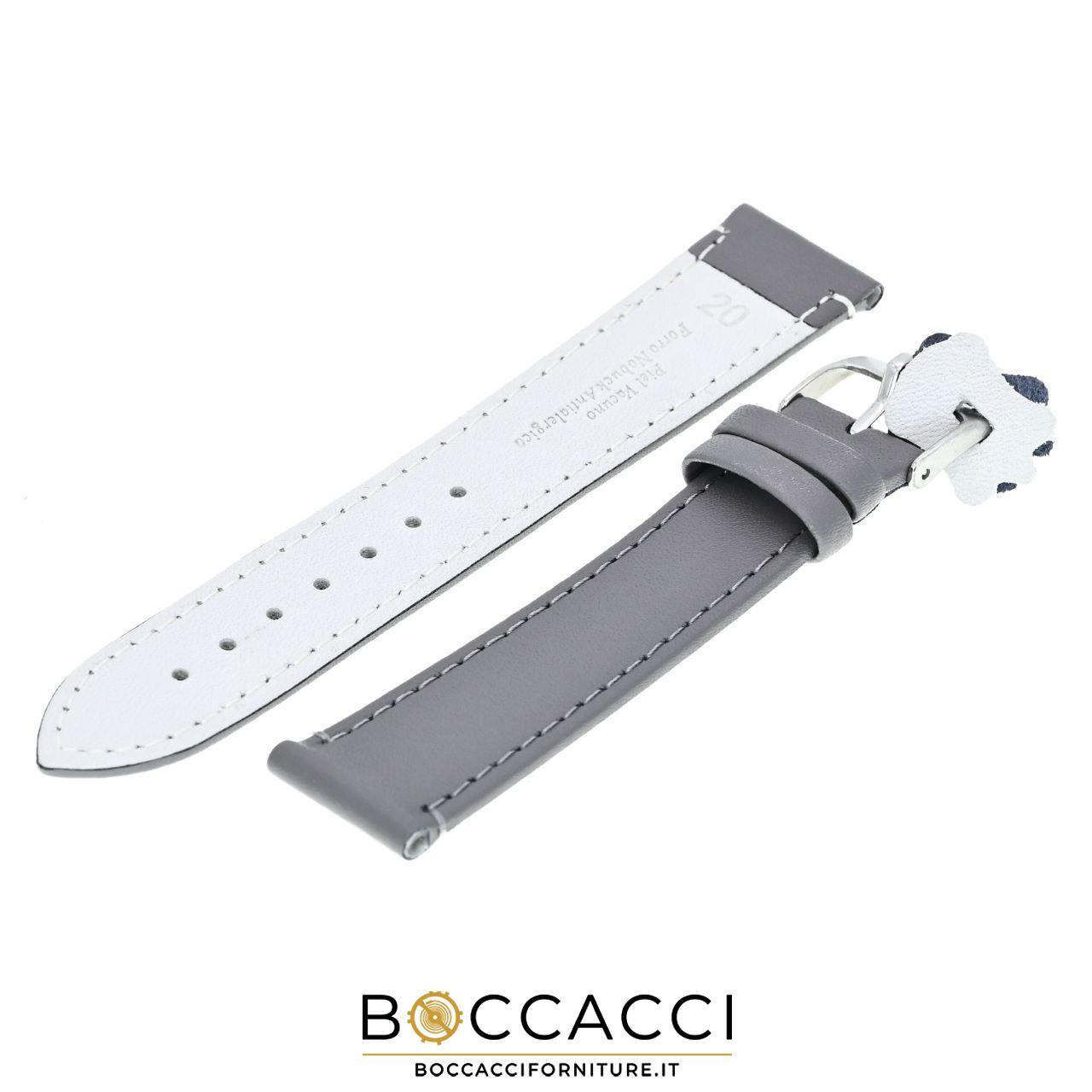 DILOY Cinturino 20mm Grigio Chiaro in Pelle Liscio non Imbottito (NEW)
