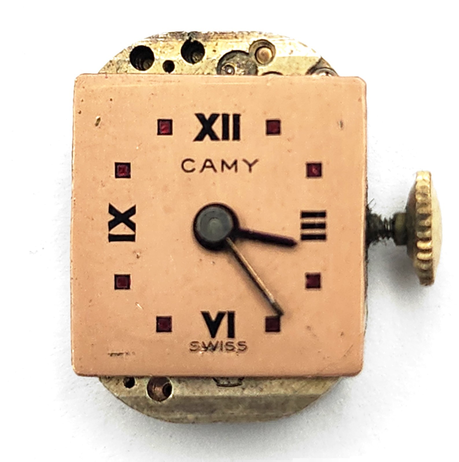 Antique Camy Swiss Watch Movement 17 Jewels Working For Parts or Repair #W608