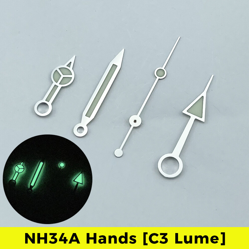 NH34A Red GMT Hands C3 Lume 4-hand for NH34 SKX007 SKX SSK GMT Mod BENZ