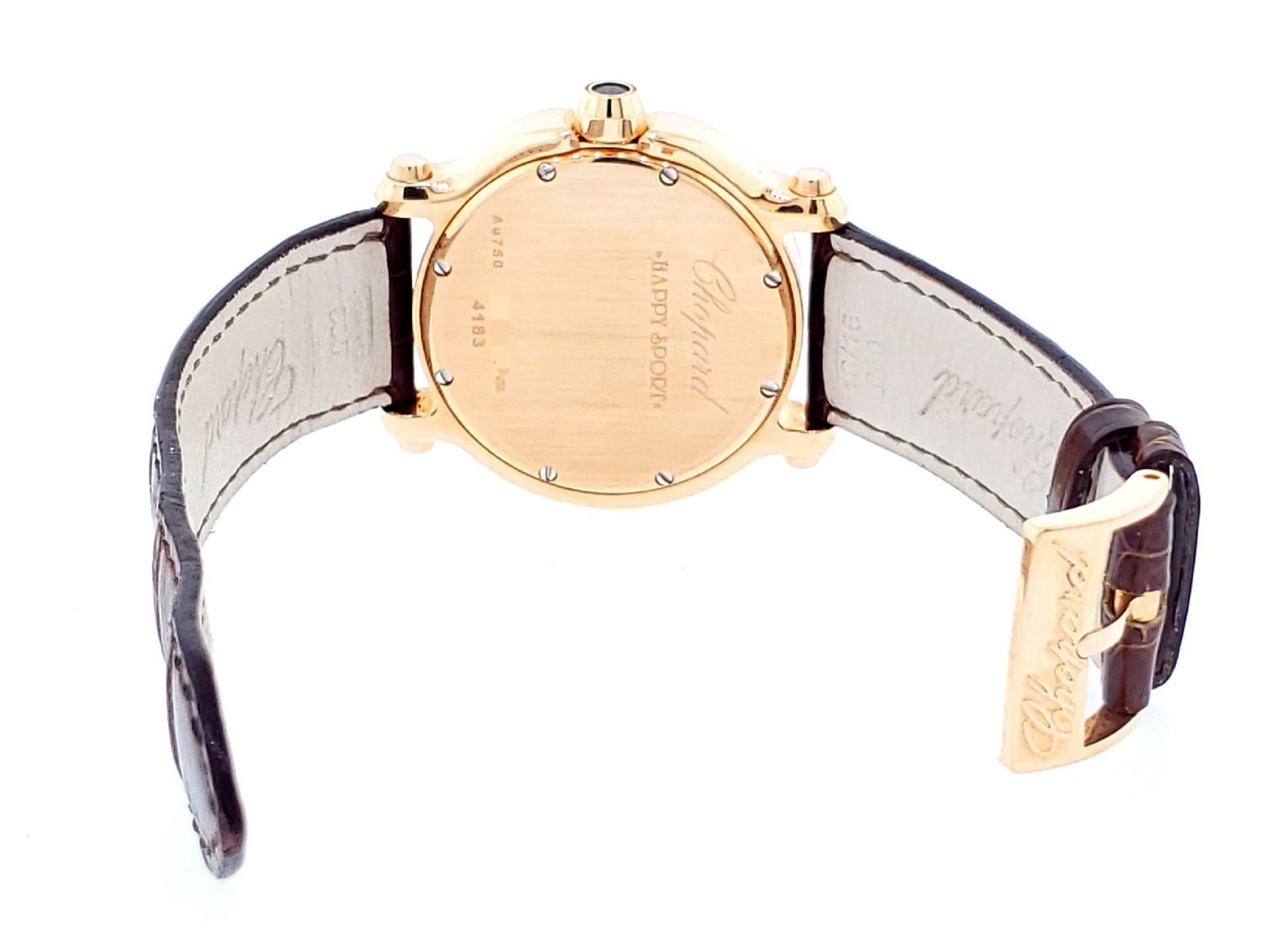 Chopard Happy Sport 18k Rose Gold Chocolate Dial Factory Diamonds 277473-5008