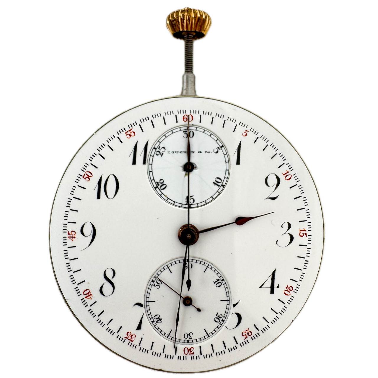 Antique 42mm Touchon Chronograph Pocket Watch Movement Swiss High Grade Runs