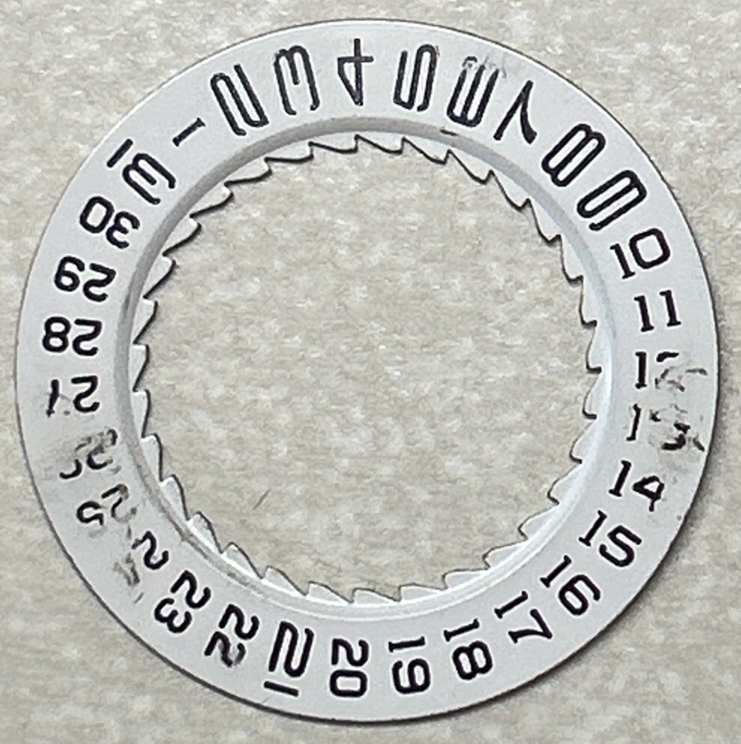 Vintage Date Calendar Disk Watch Part White W/ Black Numbers, Scratches