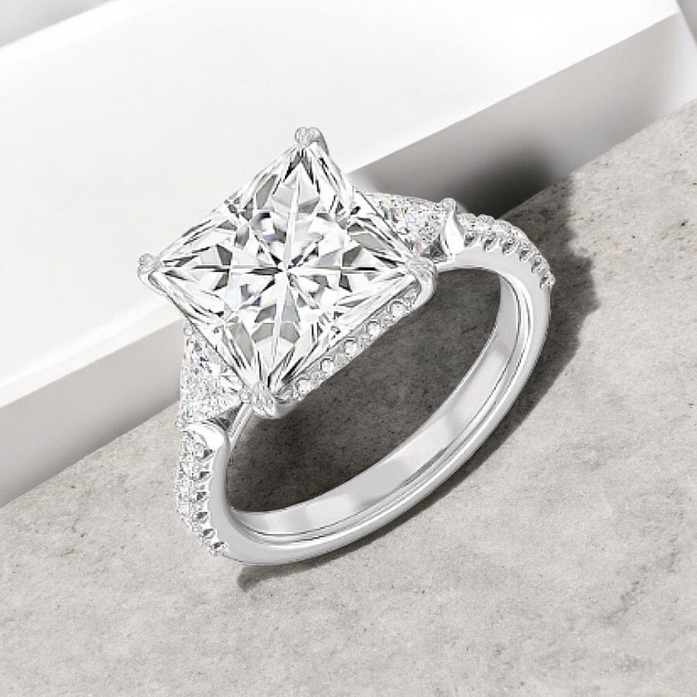 950 Platinum Princess Cut Diamond Ring 1 Carat Semi Mount Setting Size 6 7 8