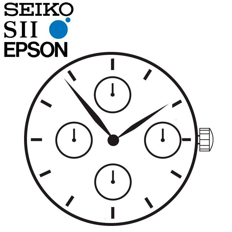 Japan SII / TMI / Epson VD74-HCP2 Watch Movement, 10 1/2 Ligne, 2 Hands. 4 Eyes