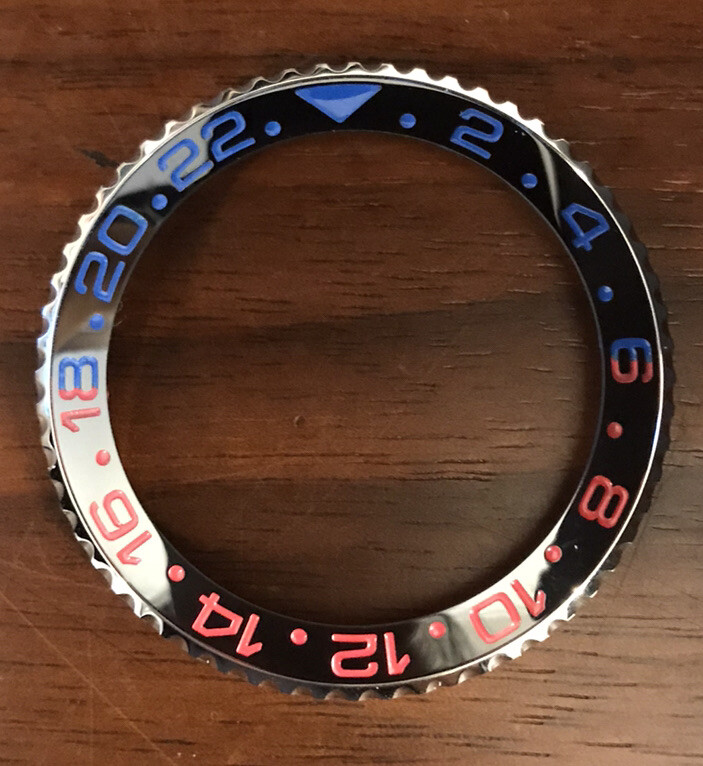 Customised ORIGINAL/FACTORY GMT Bezel and Bezel Insert Red and Blue