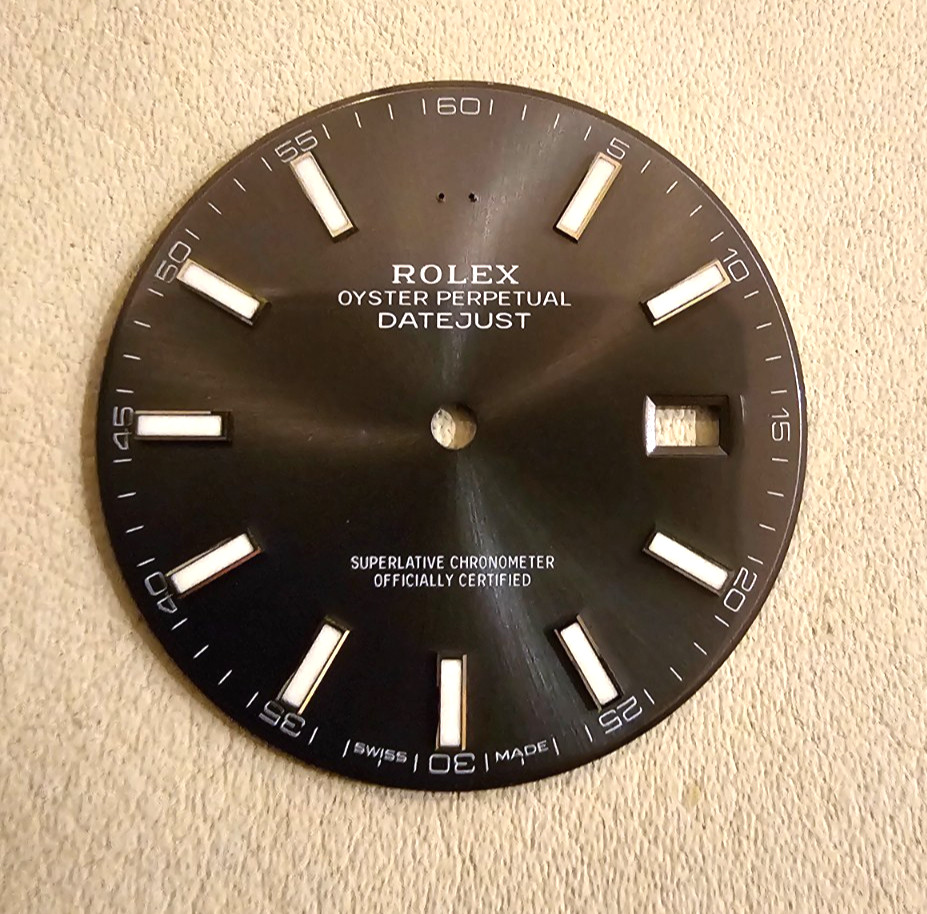 Genuine Rolex Datejust 41 Dial – Slate / Dark Rhodium Sunburst – Ref 126334 / 12