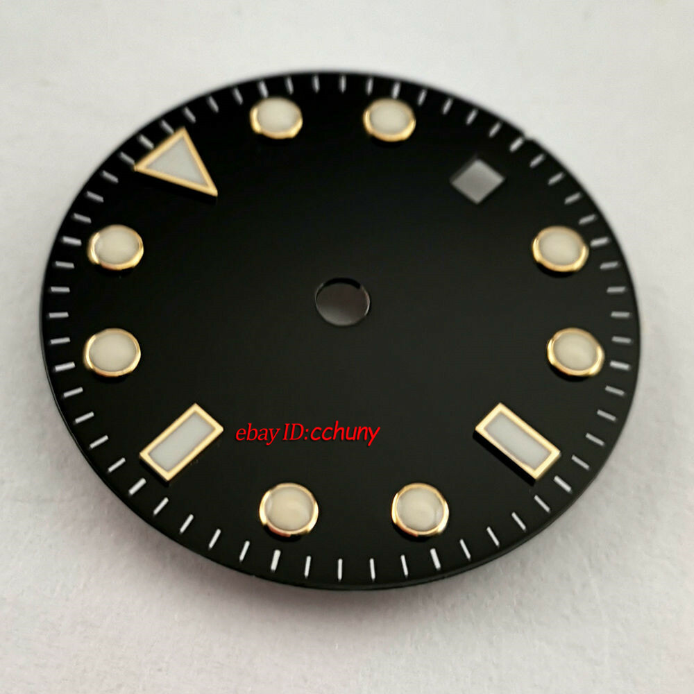 29mm/31.5mm sterile black watch Dial fit NH35 Automatic Movement watches