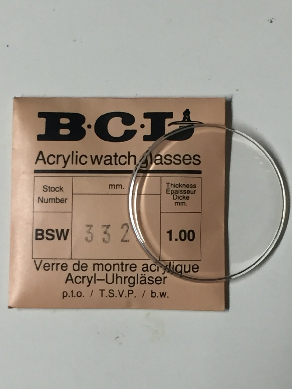 Watch Glass BCL Low Dome Vintage Acrylic Size 0.90mm – 36.0mm NOS British Made