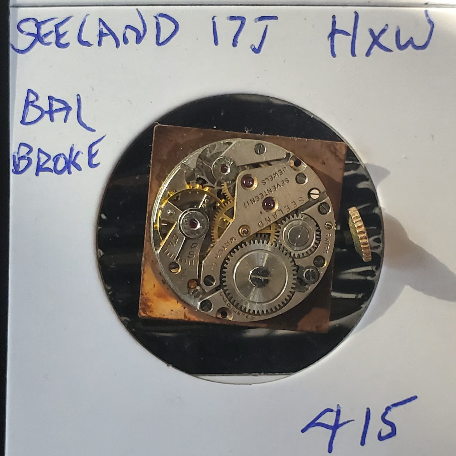 MENS SEELAND WATCH MOVEMENT 17J HXW #415