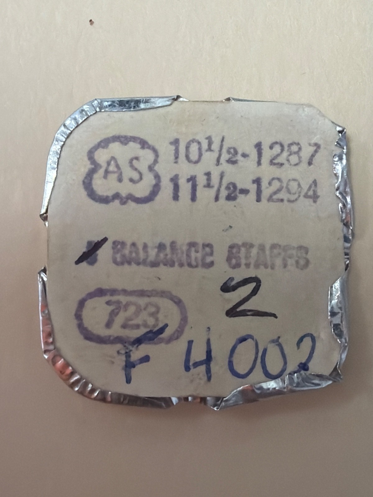 AS Balance Staff – NOS – Various Calibers – W/O Original Package