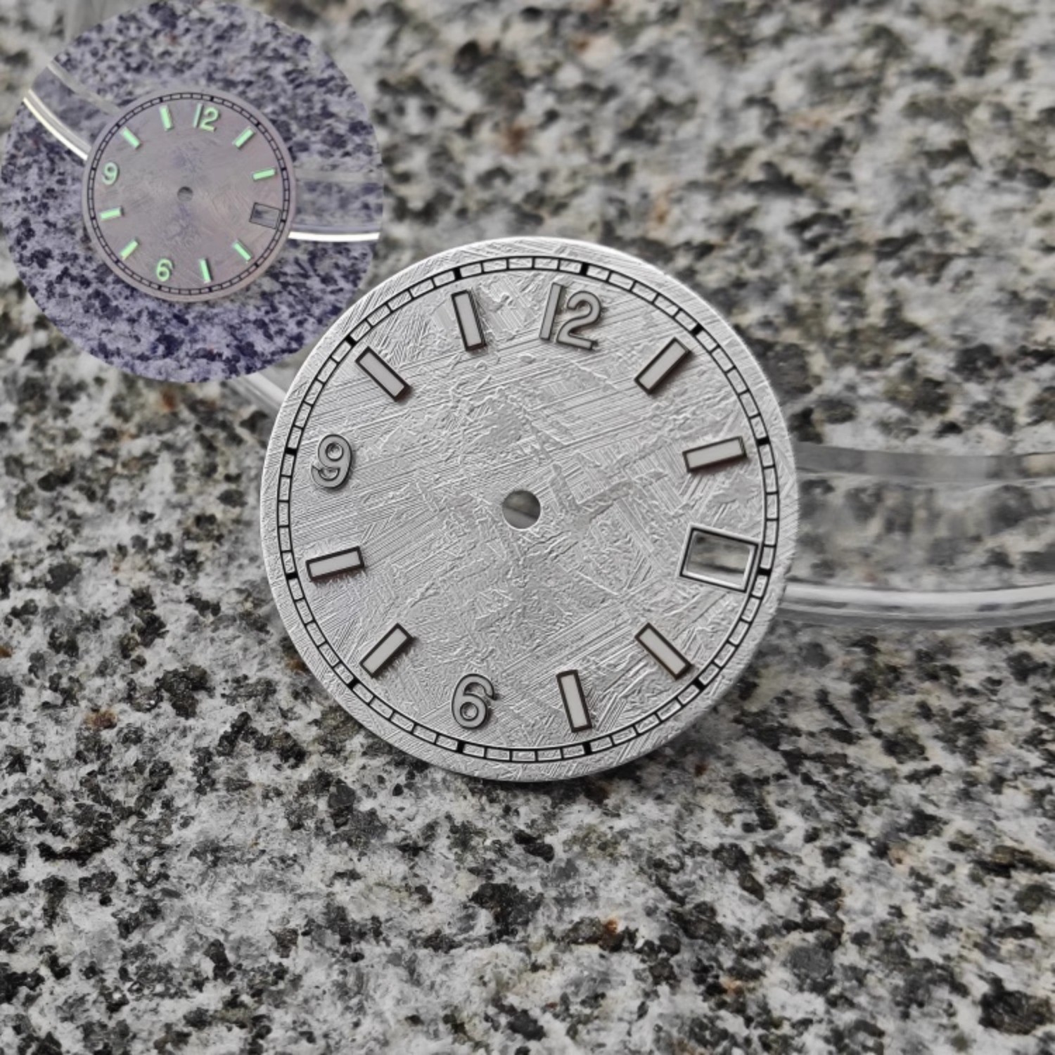 NH35 dial 28.5mm digital meteorite pattern green night light for NH35 movement