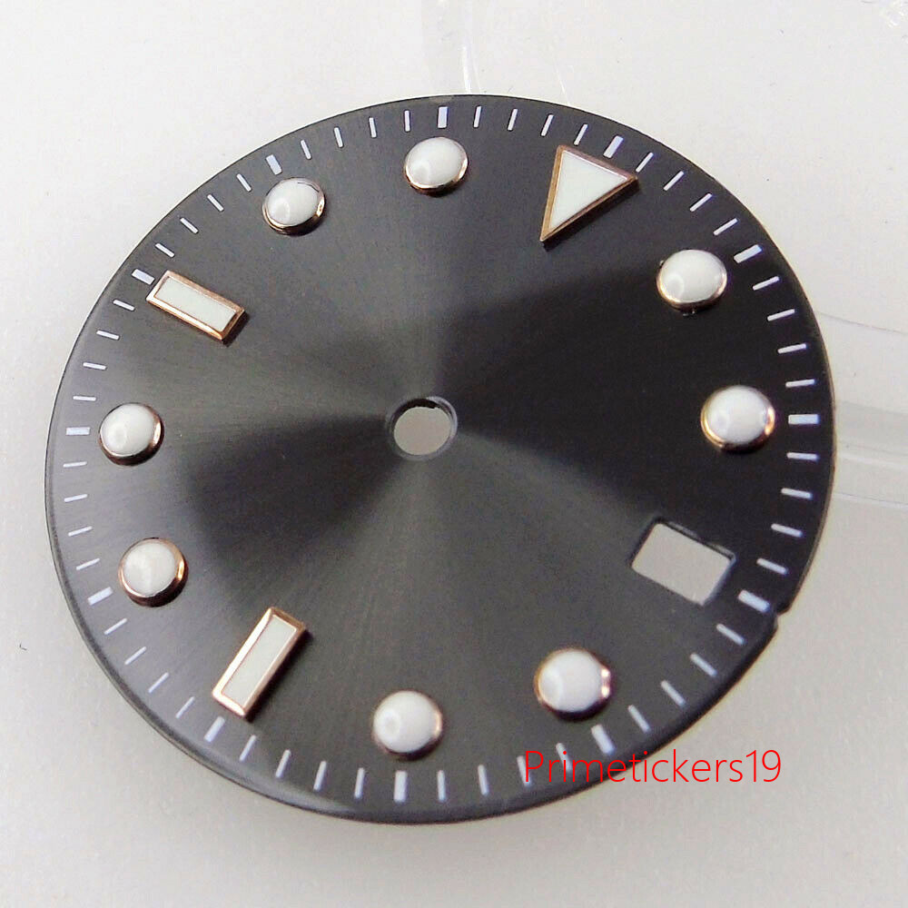 29mm Grey Watch Dial Blue Luminous Rose Gold Edge Fit NH35 NH36 Miyota82 ETA2824
